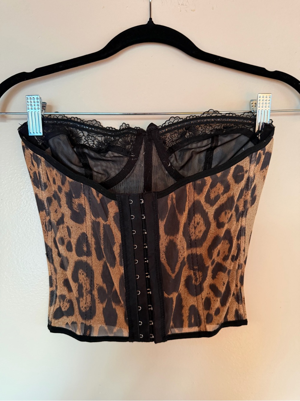 Leopard Print Bustier Corset Top - Black & Tan - Picture 2 of 2